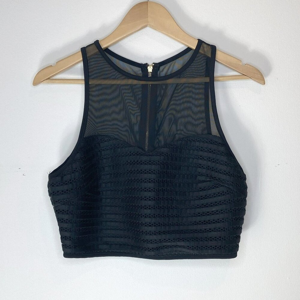 Charlotte Russe - Sleeveless Top, Embroidered/Textured-feel, Back Zip, Sheer - L